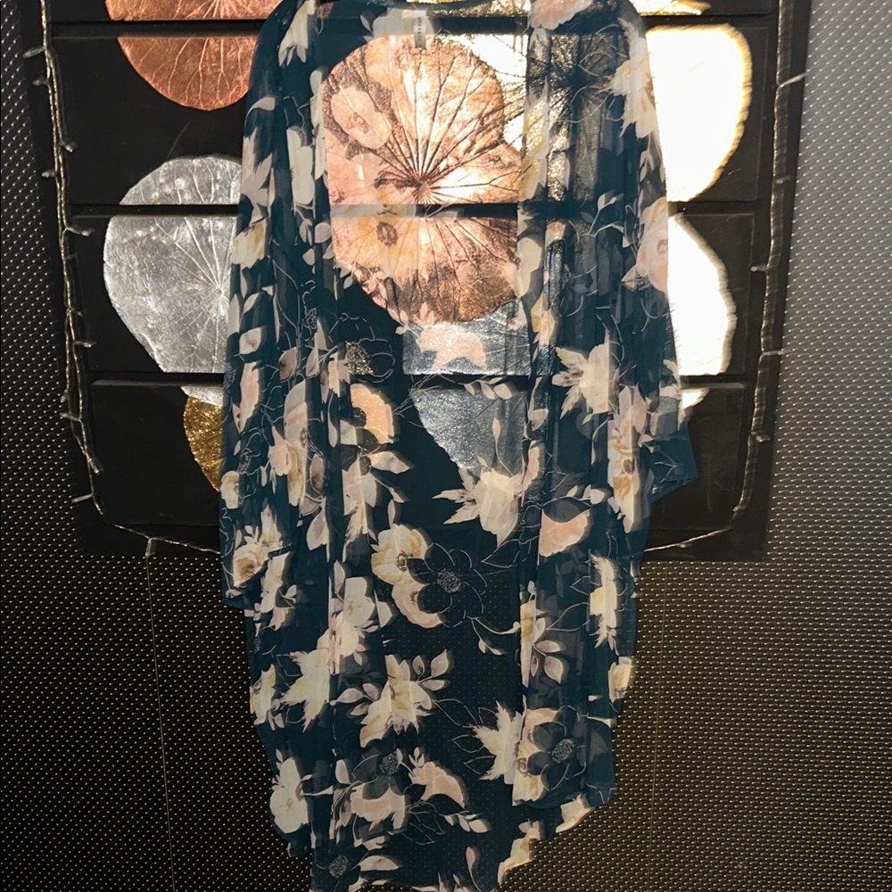 Emerald Black and Cream Floral Duster 3X